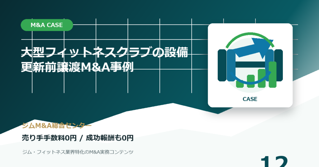 大型フィットネスクラブの設備更新前譲渡M&A事例のM&A事例アイキャッチ画像