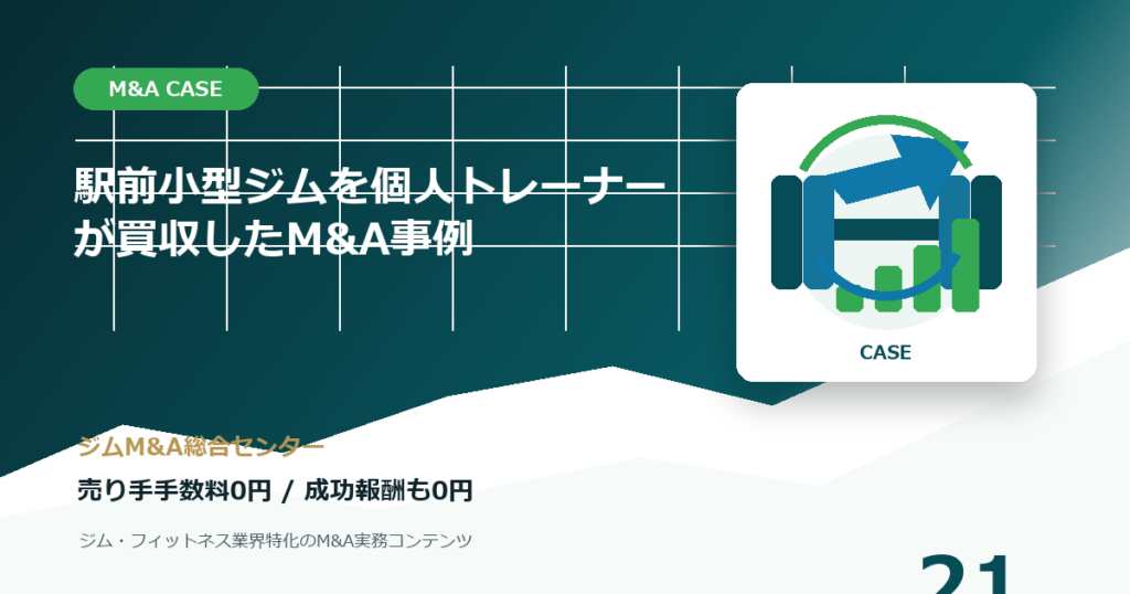 駅前小型ジムを個人トレーナーが買収したM&A事例のM&A事例アイキャッチ画像