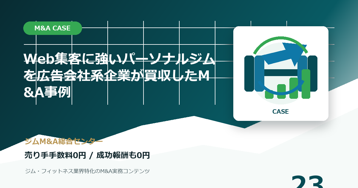 Web集客に強いパーソナルジムを広告会社系企業が買収したM&A事例のM&A事例アイキャッチ画像