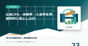 広告CPA・体験率・入会率を売却資料に落とし込むのコラムアイキャッチ画像