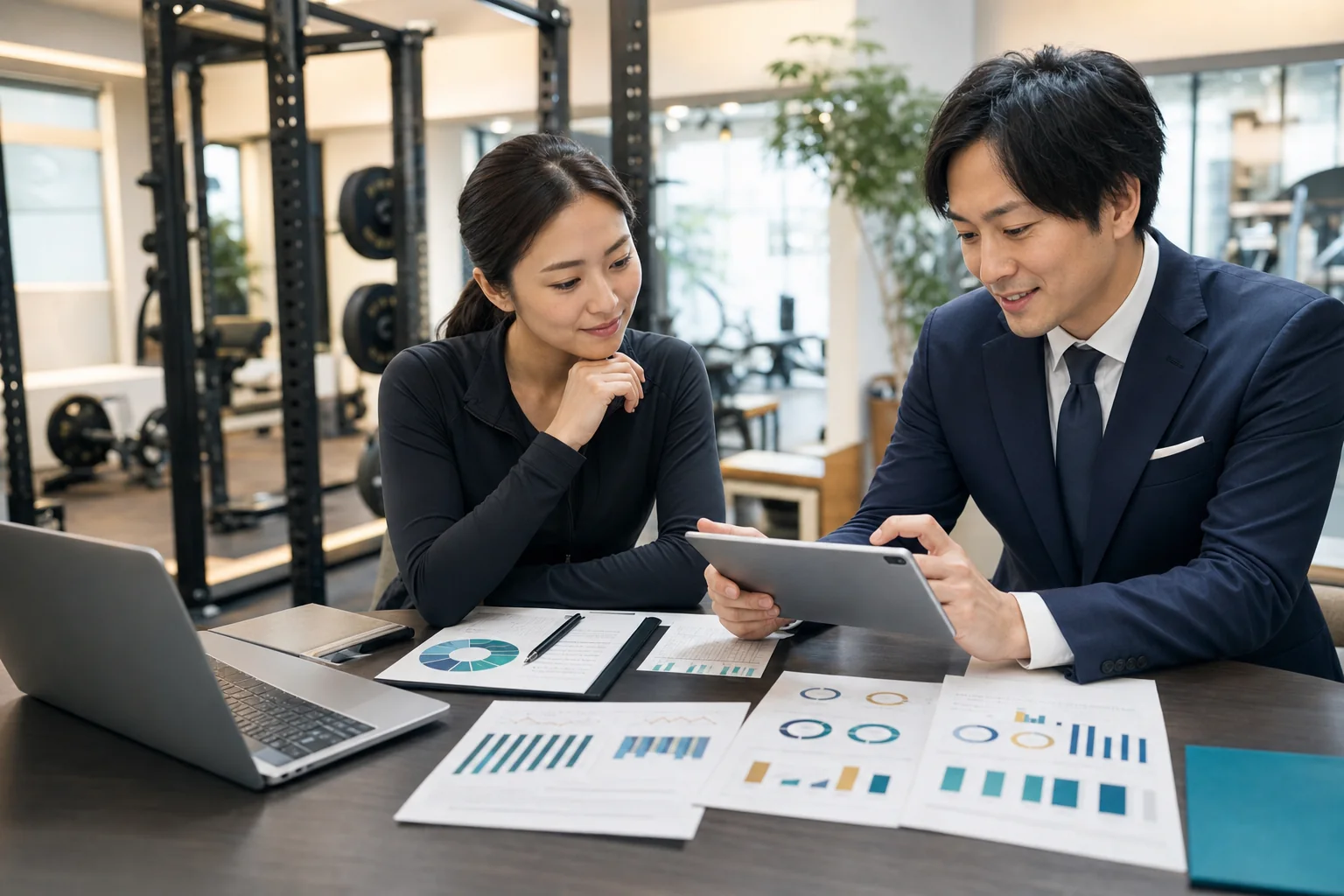 ジムの譲渡価値を確認している様子